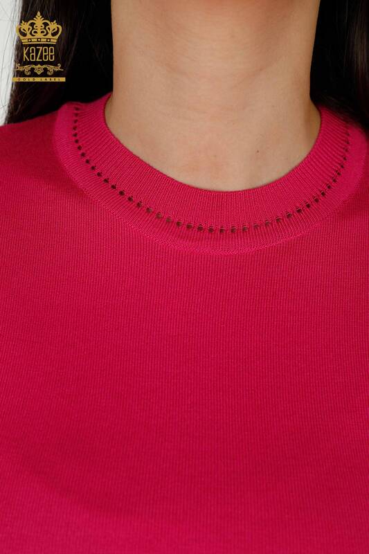 Wholesale Women's Knitwear Sweater - American Model - Fuchsia - 30255 | KAZEE