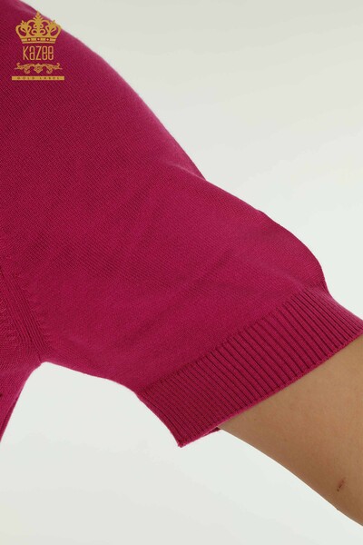 Wholesale Women's Knitwear Sweater American Model Fuchsia - 30649 | KAZEE - Thumbnail