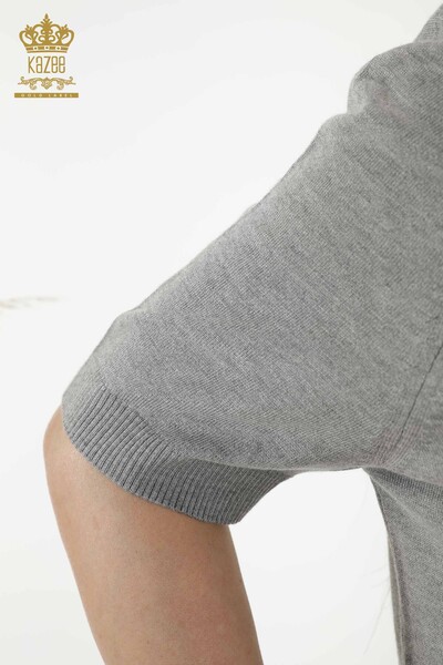 Wholesale Women's Knitwear Sweater - American Model - Gray - 16709 | KAZEE - Thumbnail