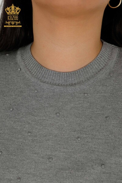 Wholesale Women's Knitwear Sweater - American Model - Gray - 30131 | KAZEE - Thumbnail
