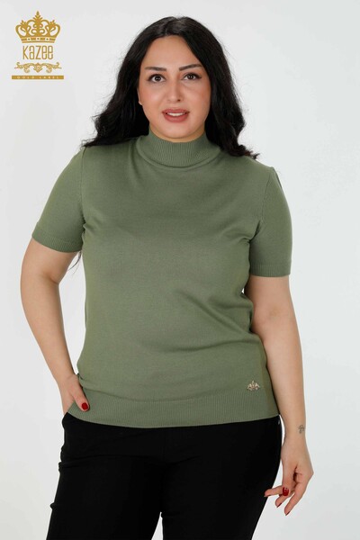 Wholesale Women's Knitwear Sweater American Model Khaki - 14541 | KAZEE - Thumbnail