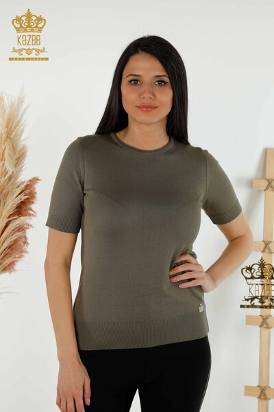 Wholesale Women's Knitwear Sweater - American Model - Khaki - 15943 | KAZEE - Thumbnail