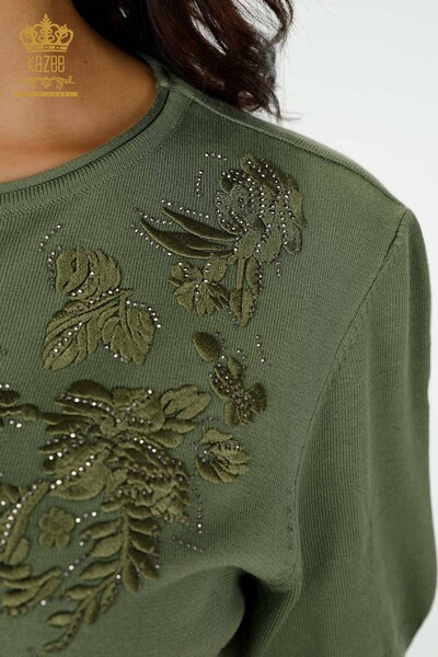 Wholesale Women's Knitwear Sweater American Model Khaki - 16849 | KAZEE - Thumbnail