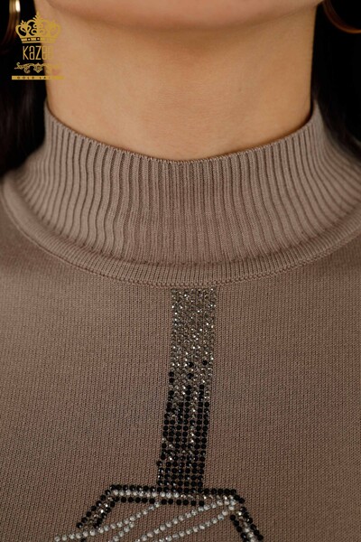 Wholesale Women's Knitwear Sweater - American Model - Mink - 16639 | KAZEE - Thumbnail