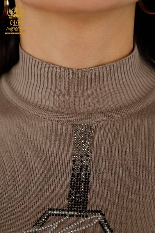 Wholesale Women's Knitwear Sweater - American Model - Mink - 16639 | KAZEE