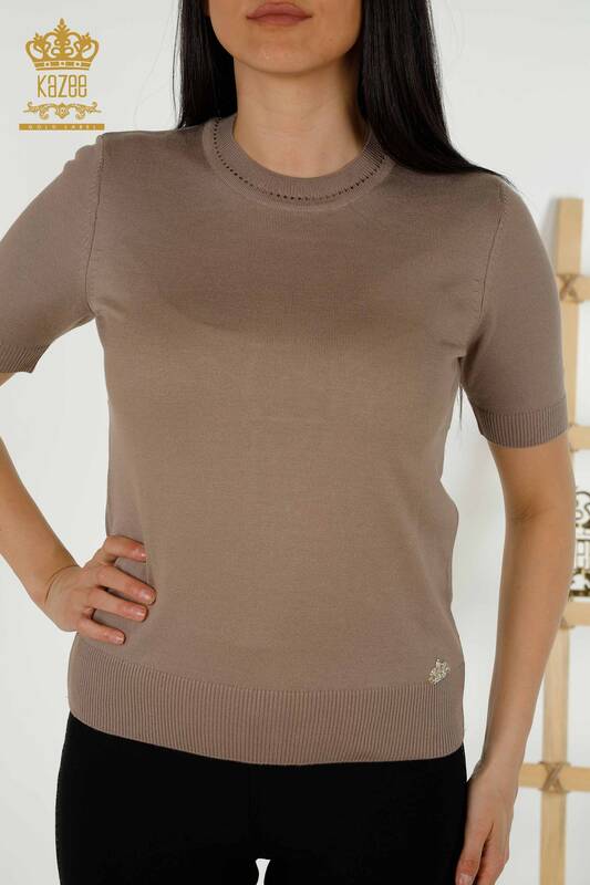 Wholesale Women's Knitwear Sweater - American Model - Mink - 30255 | KAZEE