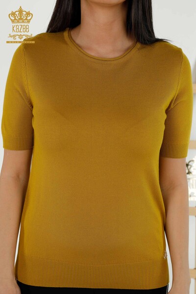 Wholesale Women's Knitwear Sweater - American Model - Mustard - 15943 | KAZEE - Thumbnail