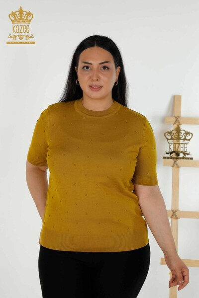 Wholesale Women's Knitwear Sweater American Model Mustard - 30131 | KAZEE - Thumbnail