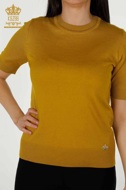 Wholesale Women's Knitwear Sweater - American Model - Mustard - 30255 | KAZEE
