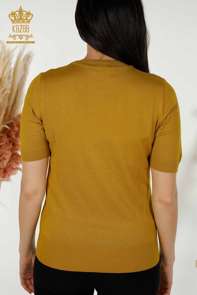 Wholesale Women's Knitwear Sweater - American Model - Mustard - 30255 | KAZEE - Thumbnail