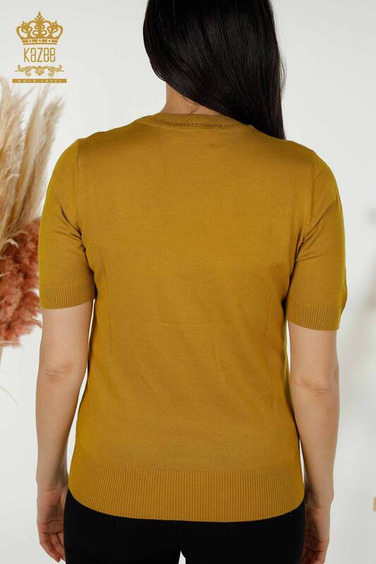 Wholesale Women's Knitwear Sweater - American Model - Mustard - 30255 | KAZEE