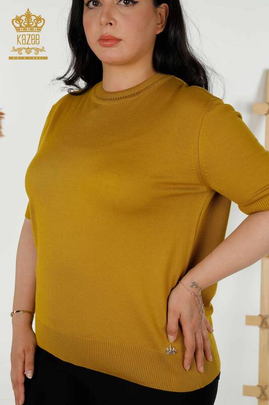 Wholesale Women's Knitwear Sweater - American Model - Mustard - 30389 | KAZEE