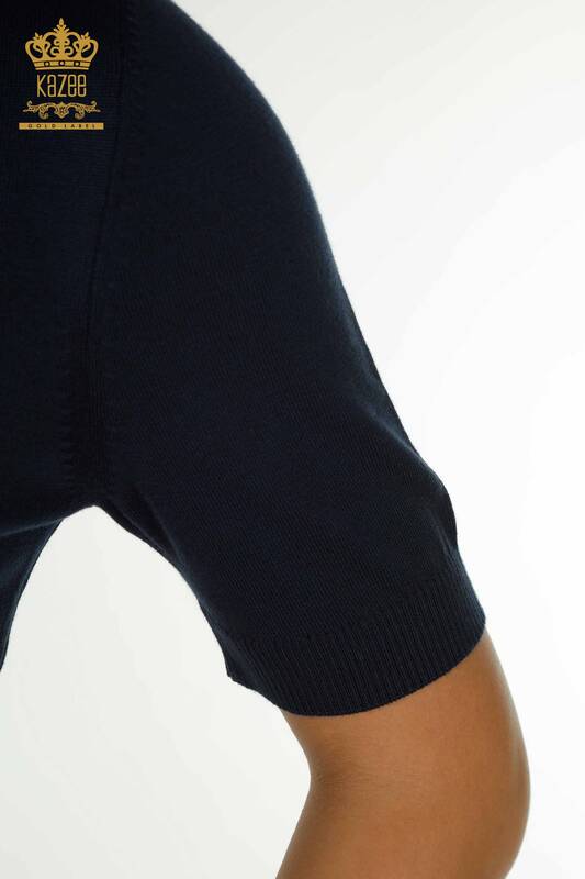 Wholesale Women's Knitwear Sweater American Model Navy Blue - 14541 | KAZEE