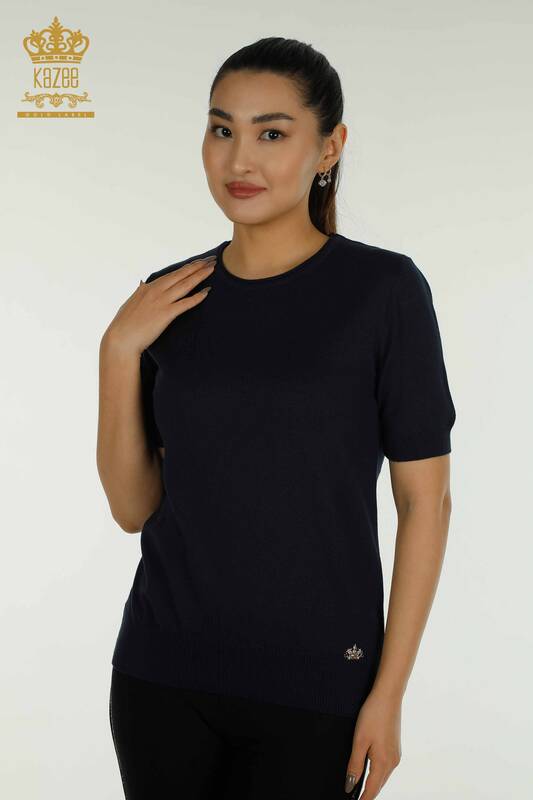 Wholesale Women's Knitwear Sweater American Model Navy Blue - 15943 | KAZEE