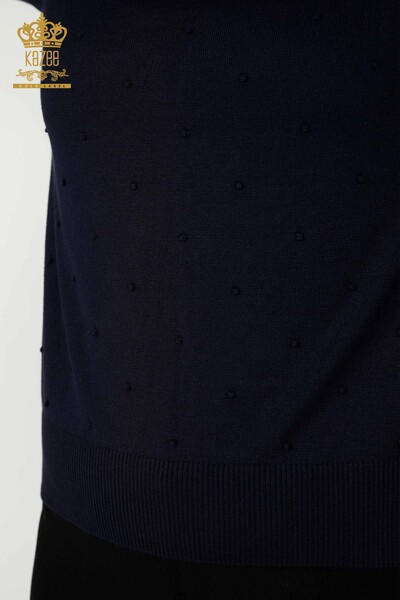 Wholesale Women's Knitwear Sweater - American Model - Navy Blue - 30131 | KAZEE - Thumbnail