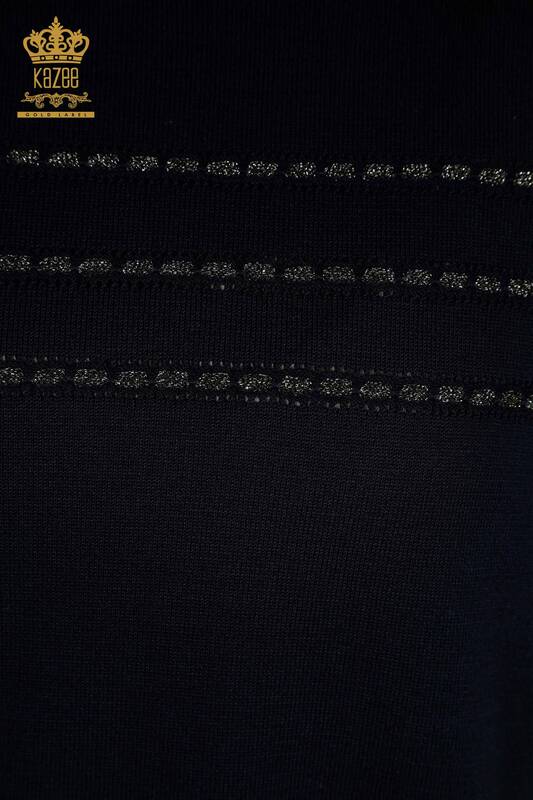 Wholesale Women's Knitwear Sweater American Model Navy Blue - 30352 | KAZEE