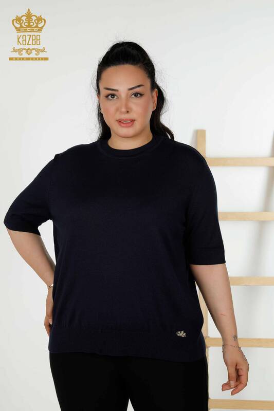 Wholesale Women's Knitwear Sweater - American Model - Navy Blue - 30389 | KAZEE