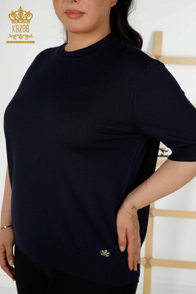 Wholesale Women's Knitwear Sweater - American Model - Navy Blue - 30389 | KAZEE - Thumbnail