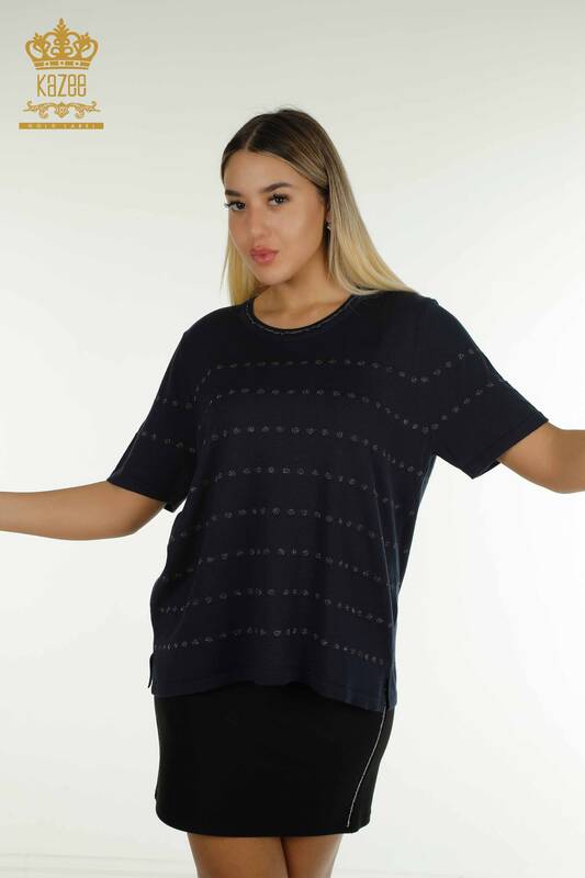 Wholesale Women's Knitwear Sweater American Model Navy Blue - 30794 | KAZEE