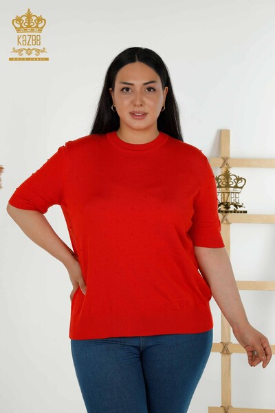 Wholesale Women's Knitwear Sweater - American Model - Orange - 30131 | KAZEE - Thumbnail