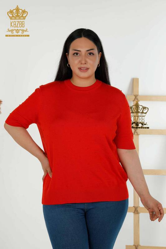 Wholesale Women's Knitwear Sweater - American Model - Orange - 30131 | KAZEE