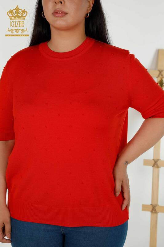 Wholesale Women's Knitwear Sweater - American Model - Orange - 30131 | KAZEE