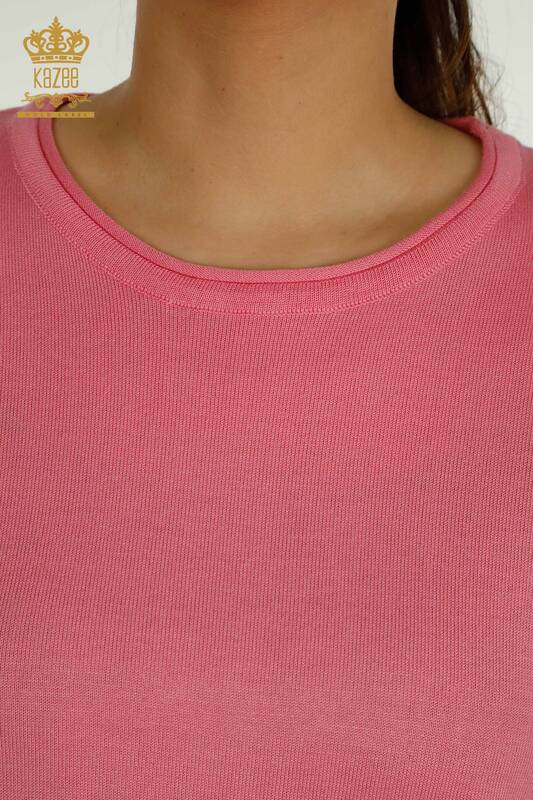 Wholesale Women's Knitwear Sweater American Model Pink - 15943 | KAZEE