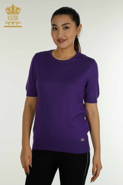 Wholesale Women's Knitwear Sweater American Model Purple - 15943 | KAZEE - Thumbnail