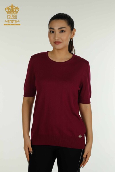 Wholesale Women's Knitwear Sweater - American Model - Purple - 15943 | KAZEE - Thumbnail