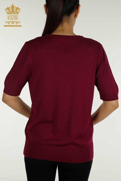 Wholesale Women's Knitwear Sweater - American Model - Purple - 15943 | KAZEE - Thumbnail
