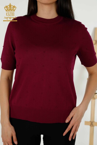 Wholesale Women's Knitwear Sweater - American Model - Purple - 30131 | KAZEE - Thumbnail