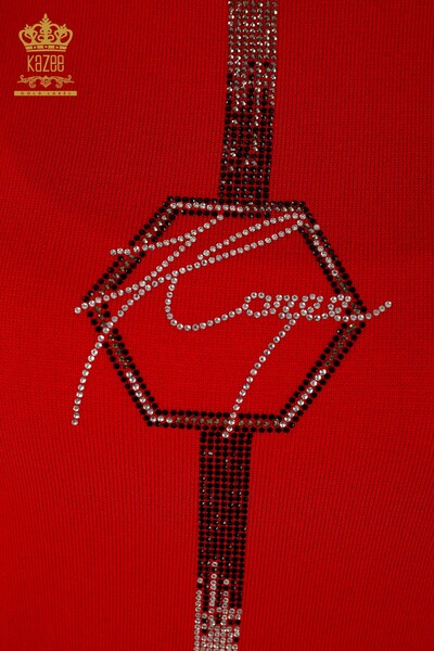 Wholesale Women's Knitwear Sweater - American Model - Red - 16639 | KAZEE - Thumbnail