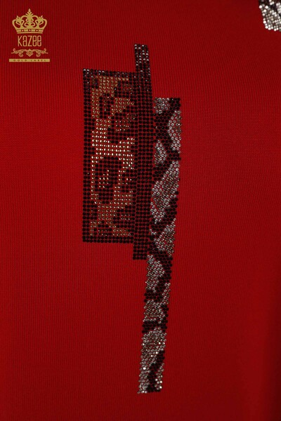 Wholesale Women's Knitwear Sweater - American Model - Red - 16709 | KAZEE - Thumbnail