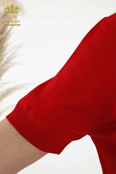 Wholesale Women's Knitwear Sweater - American Model - Red - 16709 | KAZEE - Thumbnail