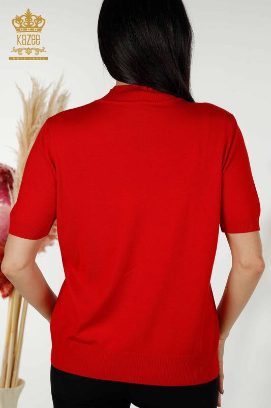 Wholesale Women's Knitwear Sweater - American Model - Red - 16929 | KAZEE