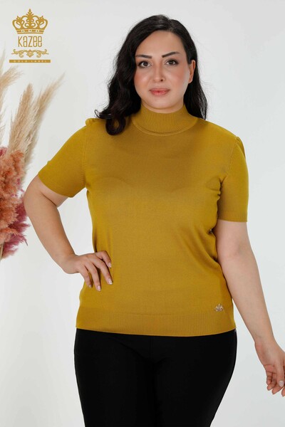 Wholesale Women's Knitwear Sweater American Model Saffron - 14541 | KAZEE - Thumbnail