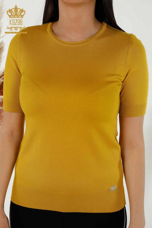 Wholesale Women's Knitwear Sweater - American Model - Saffron - 15943 | KAZEE
