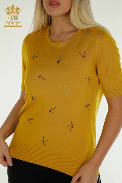 Wholesale Women's Knitwear Sweater American Model Saffron - 30335 | KAZEE - Thumbnail