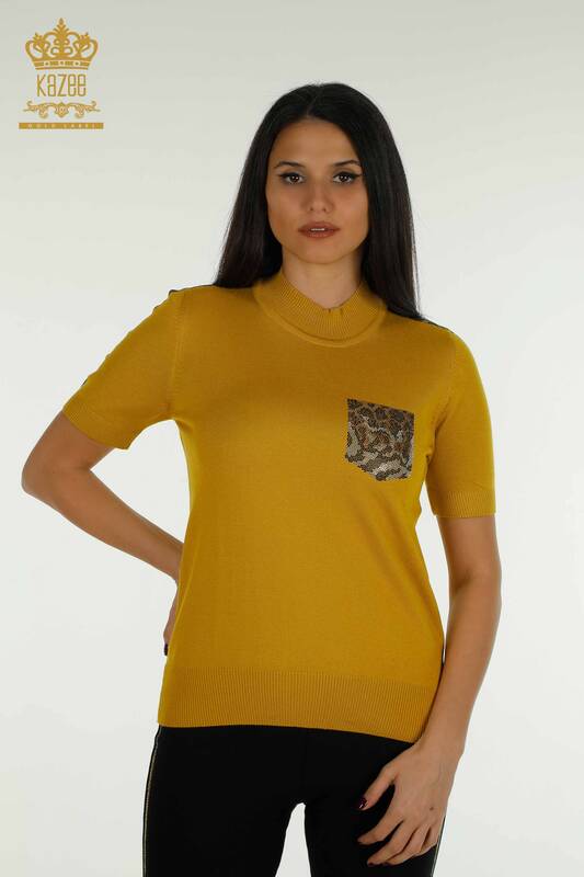Wholesale Women's Knitwear Sweater American Model Saffron - 30753 | KAZEE