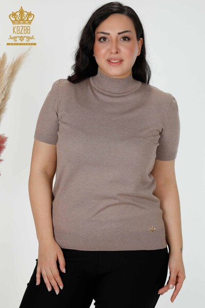 Wholesale Women's Knitwear Sweater American Model Beige - 14541 | KAZEE - Thumbnail