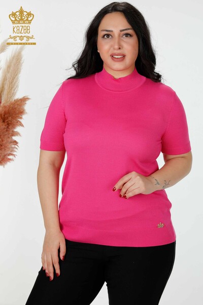 Wholesale Women's Knitwear Sweater American Model Fuchsia - 14541 | KAZEE - Thumbnail