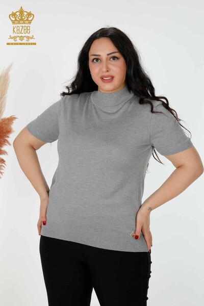 Wholesale Women's Knitwear Sweater American Model Gray - 14541 | KAZEE - Thumbnail