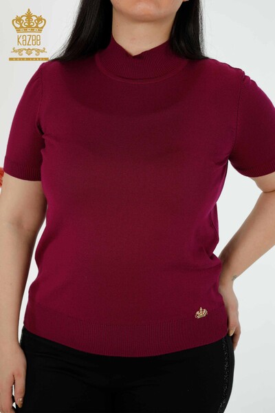 Wholesale Women's Knitwear Sweater American Model Purple - 14541 | KAZEE - Thumbnail
