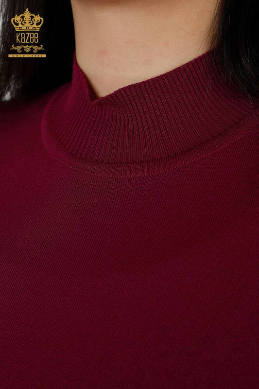 Wholesale Women's Knitwear Sweater American Model Purple - 14541 | KAZEE
