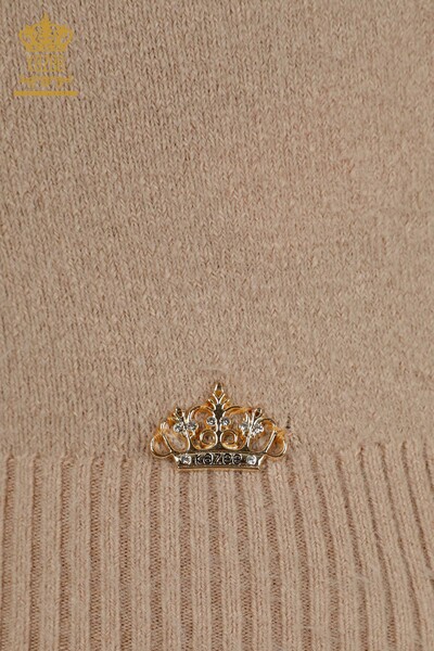 Wholesale Women's Knitwear Sweater Angora Basic Beige - 18921 | KAZEE - 6