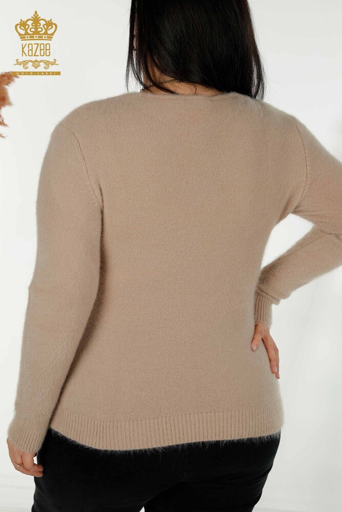 Wholesale Women's Knitwear Sweater Angora Basic Beige - 18921 | KAZEE - 7