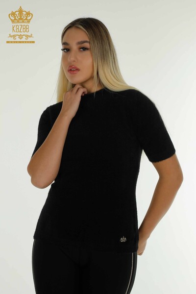 Wholesale Women's Knitwear Sweater Angora Basic Black - 30610 | KAZEE - Thumbnail