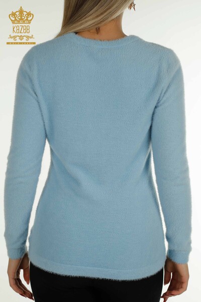 Wholesale Women's Knitwear Sweater Angora Basic Blue - 30490 | KAZEE - Thumbnail