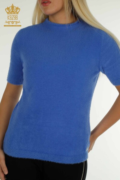 Wholesale Women's Knitwear Sweater Angora Basic Blue - 30610 | KAZEE - Thumbnail