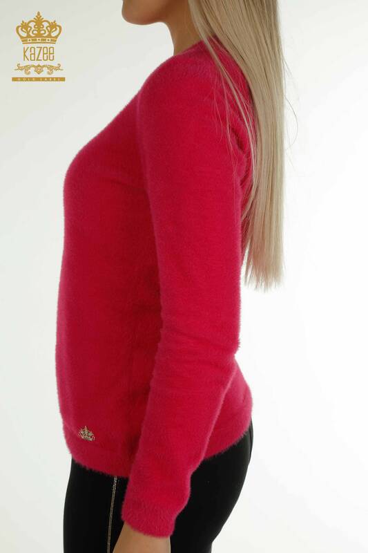Wholesale Women's Knitwear Sweater Angora Basic Fuchsia - 30490 | KAZEE